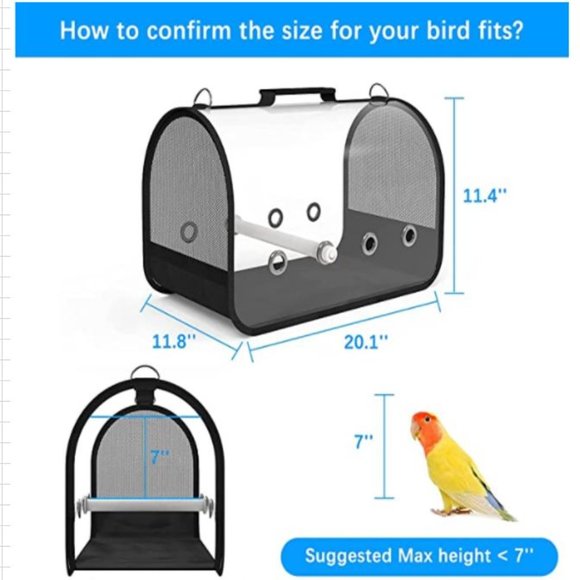 Final Sale- Small Animal Carrier Breathable Travel Cage W/Perch Mesh Folding Bag - Picture 6 of 11